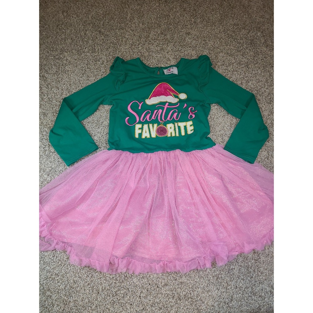 Counting Daisies holiday tutu dress in green and‎ pink size 6